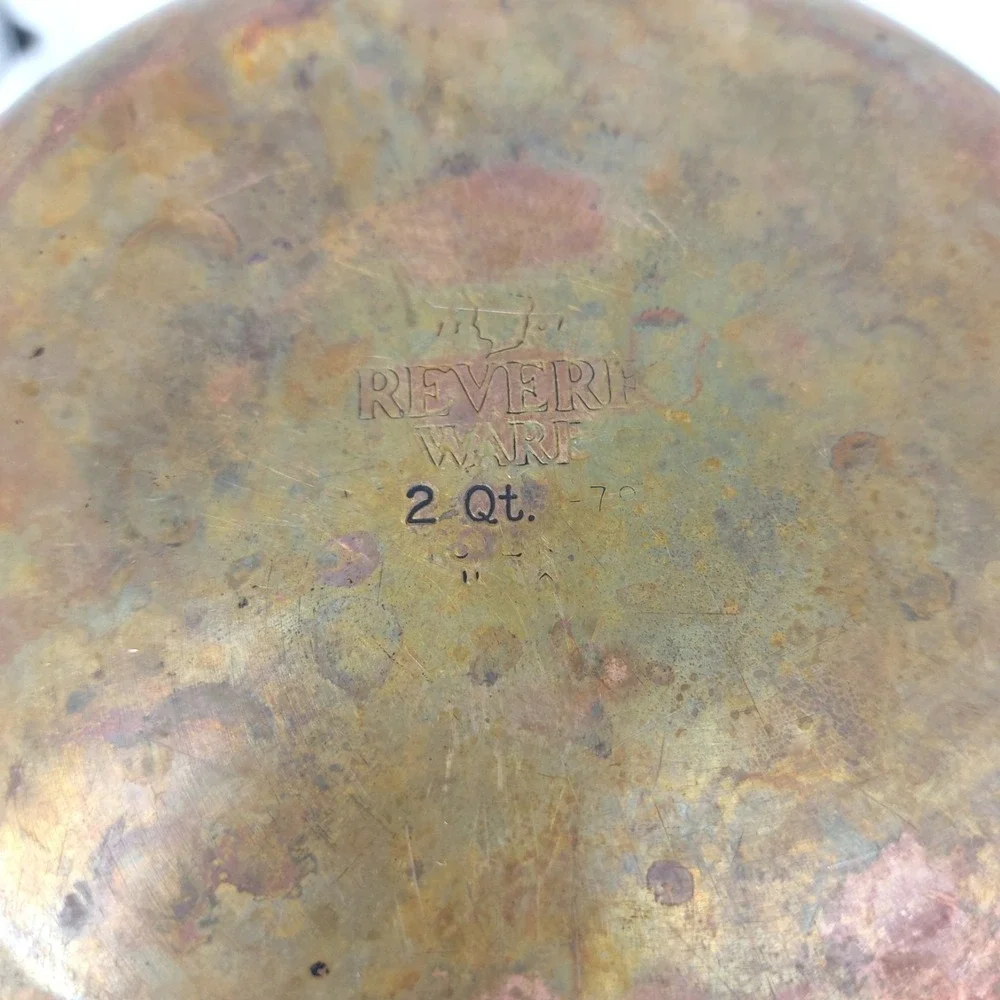 Vintage Revere Ware 2 Qt Sauce Pan Pot W/Lid 1801 Copper Clad Bottom USA